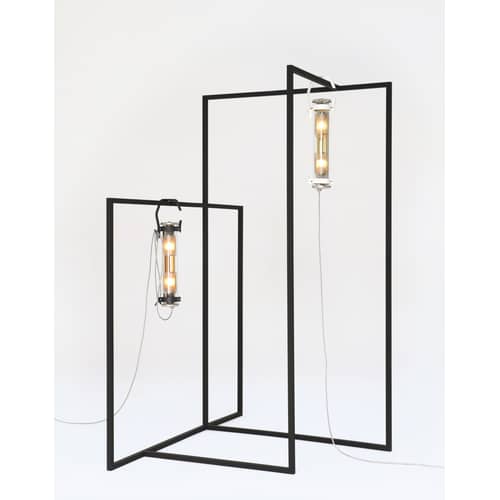 Lampe d\'extérieur Balke métal verre noir / L 65 cm - SAMMODE STUDIO - Noir / Cuivre - Acier inoxydable laqué, Aluminium anodisé, Verre borosilicaté