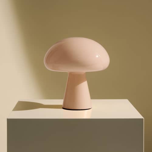 Lampe extérieur sans fil rechargeable Obello LED verre rose / Bill Curry, 1971 - Gubi - Rose poudré - Verre soufflé bouche