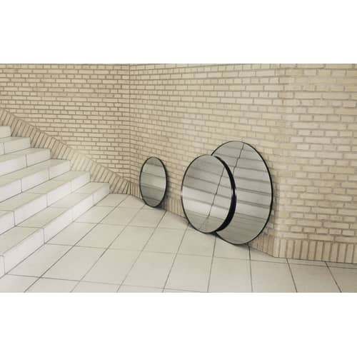 Miroir mural Circum Medium miroir bois naturel / Ø 90 cm - AYTM - Clair / Cadre Taupe - MDF peint, Verre
