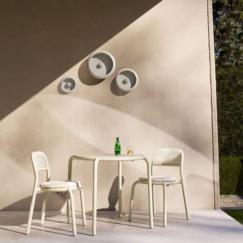 Oloha Small Outdoor wall light metal grey / Wireless lamp - Ø 22.5 cm - Fatboy - Light grey - ABS, Silicone, Thermolacquered aluminium