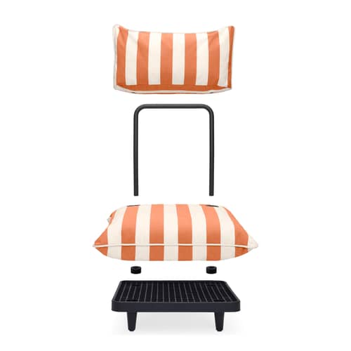 Chauffeuse Paletti - Fatboy - Rayé orange & crème - Mousse polyester, Polyéthylène recyclé, Tissu oléfine