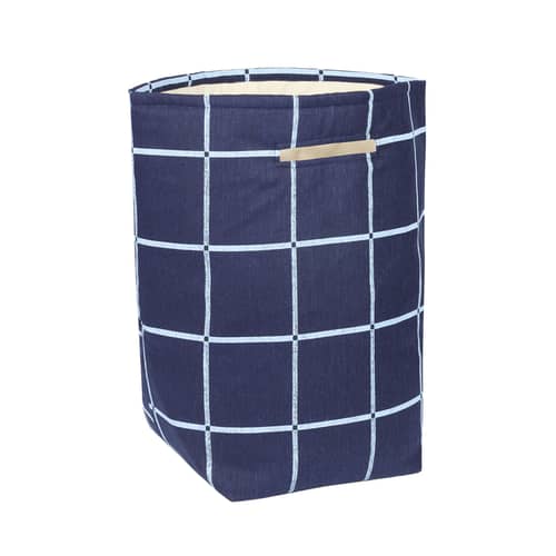 Panier Vibes tissu bleu / H 56 cm - NOBODINOZ - Bleu marine / Grille - Coton biologique, Polyester