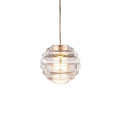 Press Mini Sphere Pendant glass transparent / LED - Ø 14.5 cm - Tom Dixon - Transparent - Pressed glass
