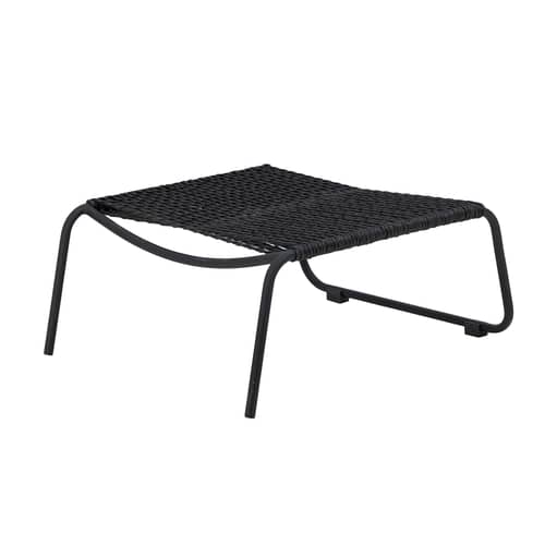 Set fauteuil & repose-pieds Boel / Tressage corde - Coussin inclus - Bloomingville - Noir - Acier, Corde polyester, Mousse, Tissu
