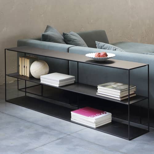 Scaffale Slim Irony metallo nero / Consol - L 180 x H 64 cm - Zeus - nero rame - Acciaio