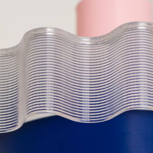 Suspension Gigi n°1 / Ø 28 x H 21 cm - Plastique recyclé / Fabriqué en France - Warren & Laetitia - Câble rose / Bleu / Blanc - Bioplastique, Plastique recyclé