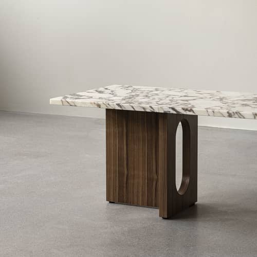 Table basse Androgyne Lounge Wood   / 120 x 45 x H 37,8 cm - Base bois - Menu - Marbre Calcatta viola / Pied noyer - Marbre Calacatta Viola, MDF plaqué noyer