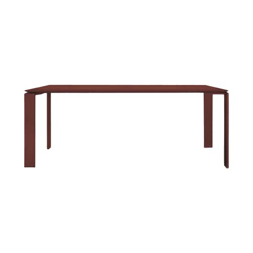 Table rectangulaire Four / 190 x 90 cm - Fenix soft touch - Kartell - Bordeaux - Acier verni, Fenix soft touch