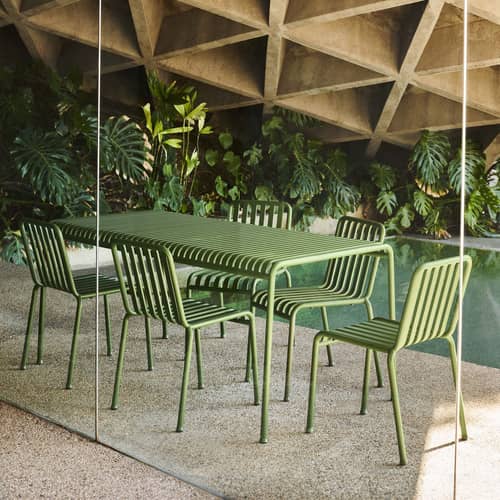 Table rectangulaire Palissade métal vert / 170 x 90 cm - Bouroullec,2016 - Hay - Vert olive - Acier laqué époxy