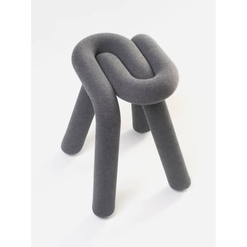 Tabouret rembourré Bold tissu gris - Moustache - Gris foncé - Acier, Mousse, Tissu