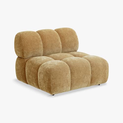 Gepolsterter Sessel Waffle textil braun / Sofa modulierbar - NV GALLERY - Camel, gekreppt - Gewebe, High Density-Schaum