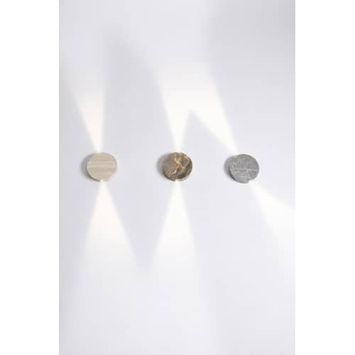 Lane LED Wall light metal beige / Ø 16.5 cm - Metal - ENOstudio - Beige travertine effect - Steel