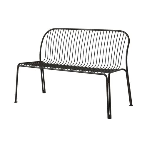 Banc avec dossier Thorvald SC111 métal noir / L 129 cm - &tradition - Noir chaud - Acier thermolaqué