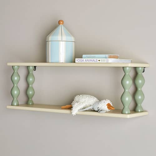 Etagère murale Bibiola bois vert / L 80 x H 26 cm - Bloomingville - Vert sauge / Beige - MDF laqué