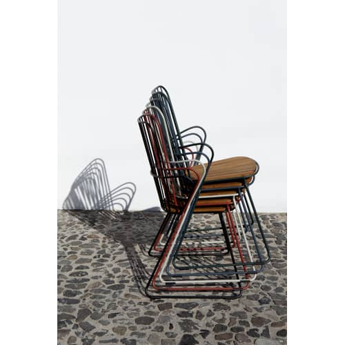 Fauteuil Paon métal noir bois naturel / bambou - Houe - Fauteuil / Noir - Acier revêtement poudre, Bambou