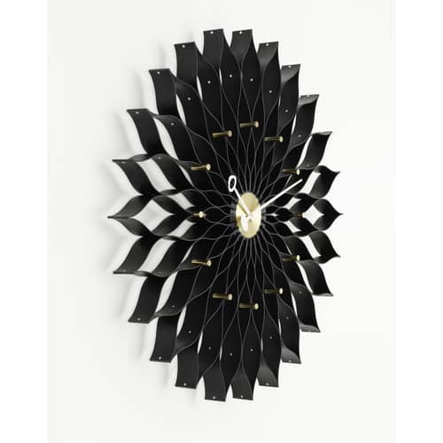 Horloge Sunflower Clock bois noir / By George Nelson, 1948-1960 / Ø 75 cm - Vitra - Noir - Frêne teinté