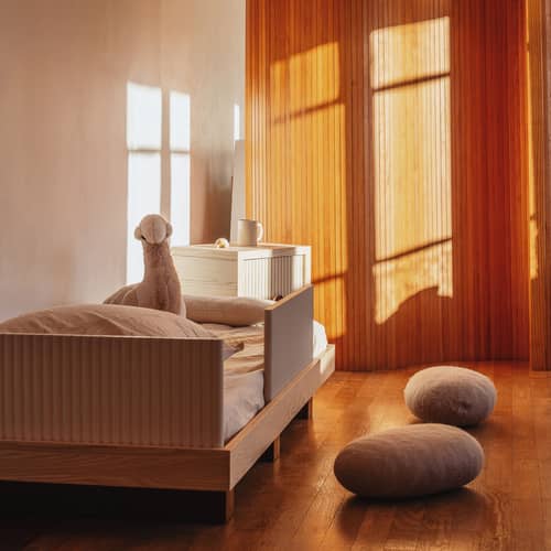 Kinderbett Heju X Nobodinoz holz natur / 76 x 166 cm - NOBODINOZ - Holz hell & dunkel / Beige - Eschenfurnier, Massives Heveaholz
