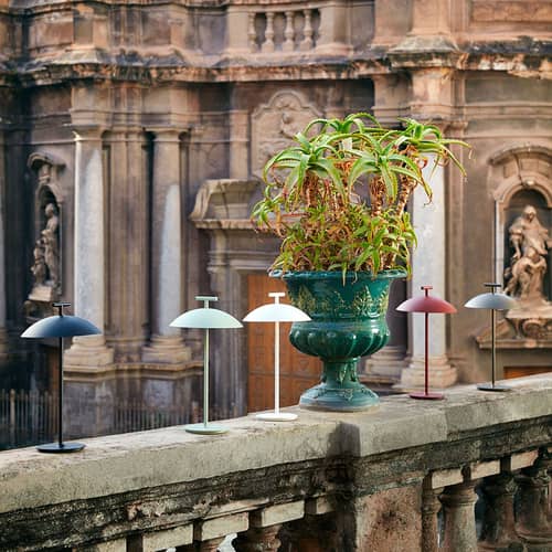 Lampada da esterno ricaricabile senza fili Mini Geen-A OUTDOOR metallo nero / Acciaio - H 36 cm - Kartell - Nero - Acciaio