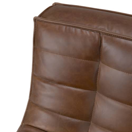 Divano destro N701 pelle marrone / 2 posti - L 140 cm - Ethnicraft - Castagno - Legno, Pelle anilina, Schiuma PU ad alta densità