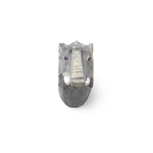 Patère Animal bois multicolore / Eléphant - sculpté main - Ferm Living - Eléphant - Bois de peuplier, Verre