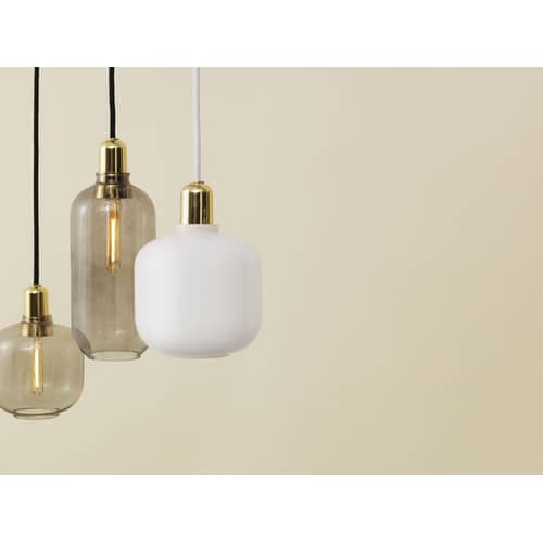 Amp Large Pendant glass grey gold / Ø 11.2 x H 26 cm - Glass & brass - Normann Copenhagen - Smoked grey / Brass - Brass, Glass