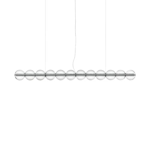 Luce Sferica S3 Pendant glass transparent / L 250 cm - Flos - L 250 cm - Hand-blown glass, Polished aluminium
