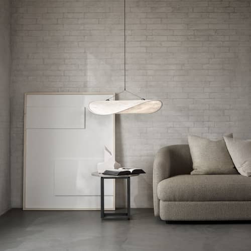 Pendelleuchte Tense LED Small textil weiß / Ø 70 cm - Tyvek - NEW WORKS - Ø 70 cm - Karbon, Tyvek