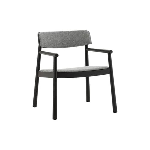 Poltrona bassa imbottita Timb tessuto grigio - Normann Copenhagen - Tessuto Grigio (Hallingdal 166) / Frassino Nero - Compensato di  frassino, Espanso, Frassino massello, Tessuto