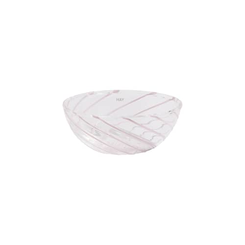 Spin Small dish glass pink transparent / Set of 2 - Glass - Hay - Transparent / Pink stripes - Borosilicated glass