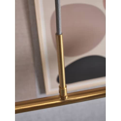 Suspension Carrara métal blanc or / 6 globes - Verre effet marbre / L 105 x H 20 cm / Seconde vie - It\'s about Romi - Blanc effet marbre / Or - Métal, Verre