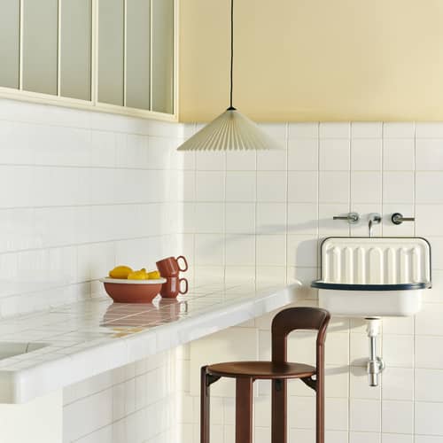 Suspension Matin tissu blanc / Ø 50 cm - Hay - Blanc - Coton enduit plissé
