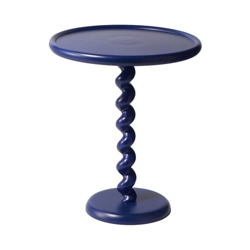 Table d\'appoint Twister métal bleu / Ø 46 x H 56 cm - Fonte aluminium - POLSPOTTEN - Bleu foncé - Fonte d\'aluminium
