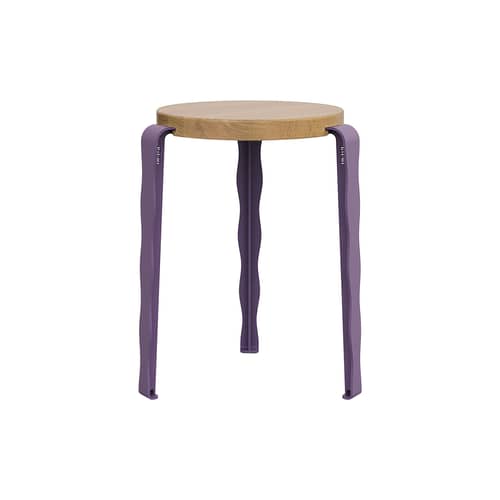 Tabouret empilable Lou Vague by Uchronia / Chêne - TIPTOE - Chêne / Violet - Acier thermolaqué, Chêne massif éco-certifié
