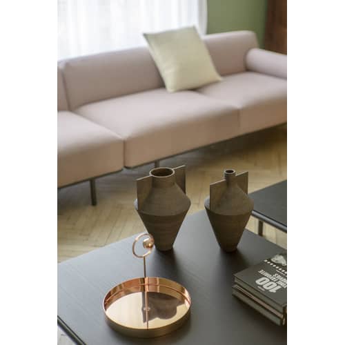 Vase Jana keramik schwarz / Ø 22,6 x H 34,7 cm - Unbehandelte Keramik - Cappellini - Ø 22,6 x H 34,7 cm / Schwarz - Rohkeramik