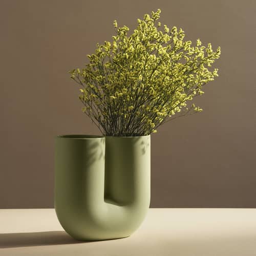 Vaso Kink ceramica verde / Earnest Studio, 2018 - H 26,3 cm - Muuto - Verde chiaro - Ceramica