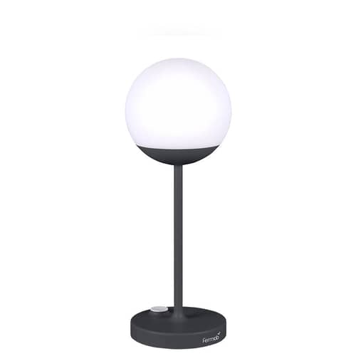 Mooon! LED Wireless rechargeable outdoor lamp metal plastic material black / Plastic sphere - H 41 cm - USB - Fermob - Carbon - Aluminium, Polythene