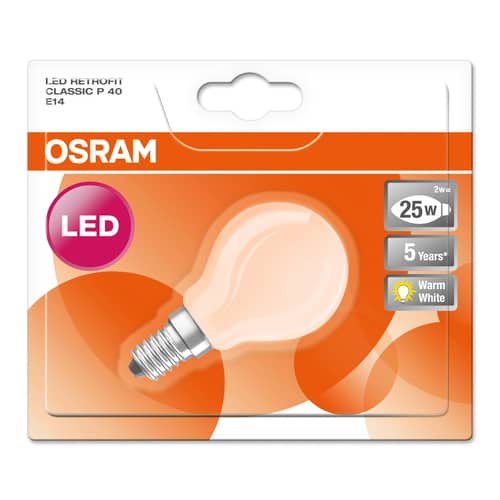 Ampoule LED E14 Mini Globe P45 Frosted / 2,5W (= 25W) - Blanc chaud - Osram - Dépoli - Verre