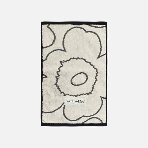 Asciugamano Piirto Unikko tessuto beige / 30 x 50 cm - Marimekko - Piirto Unikko / Avorio e nero - Spugna di cotone biologico