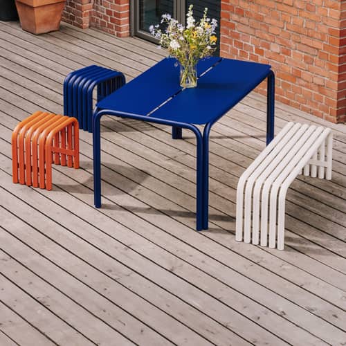Banc Nokk métal beige / L 114 cm - NOO.MA - Beige désertique - Acier