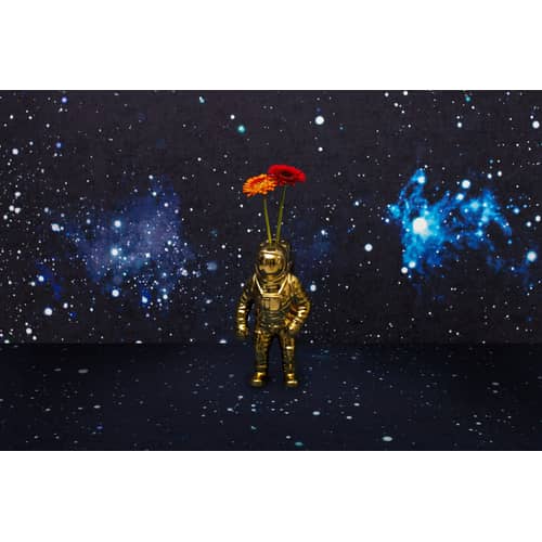 Cosmic Diner Starman Bud vase ceramic gold metal / H 28 cm - Seletti - Gold - Painted porcelain