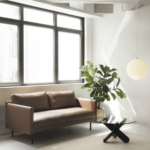 Canapé droit Rar cuir marron / 2 places - L 168,5 cm - Normann Copenhagen - Cuir Cognac - Acier, Bois, Cuir, Mousse PU
