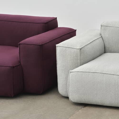 Canapé droit Mags Soft Low Armrest n°1 bordeaux / 2,5 places - L 238 cm - Hay - Bordeaux (tissu Story 14) - Contreplaqué, Mousse polyuréthane HR, Tissu