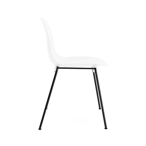 Chaise empilable Form / 4 pieds métal - Normann Copenhagen - Blanc - Acier laqué, Polypropylène