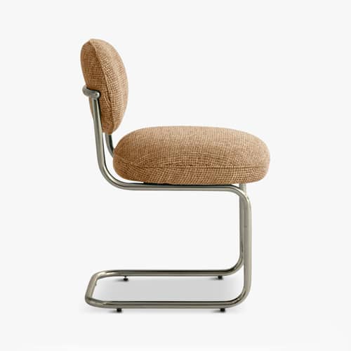 Chaise rembourrée Amberta tissu marron - NV GALLERY - Marron (tweed) - Acier inoxydable chromé, Mousse haute densité, Tissu Tweed