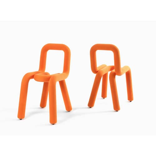Chaise rembourrée Bold tissu orange - Moustache - Orange - Acier, Mousse polyuréthane, Tissu