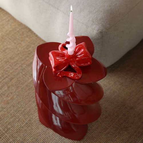 Marshmallow End table composite material red / Ø 29 x H 39.5 cm - Fibreglass - & klevering - Burgundy - Fibreglass