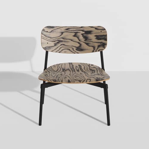 Fauteuil bas Fromme / Placage Alpi by Ettore Sottsass, 1980 - Petite Friture - Alpi - Aluminium thermolaqué, Bois plaqué Alpi, Multiplis de hêtre