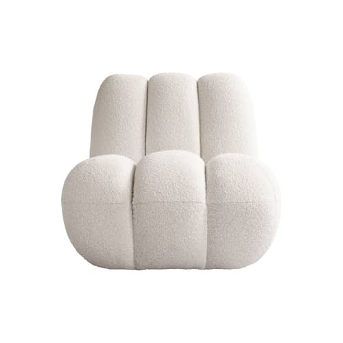 Fauteuil rembourré Toe blanc / Tissu bouclé - 101 COPENHAGEN - Blanc cassé (tissu bouclé) - Bois, Mousse, Tissu bouclé