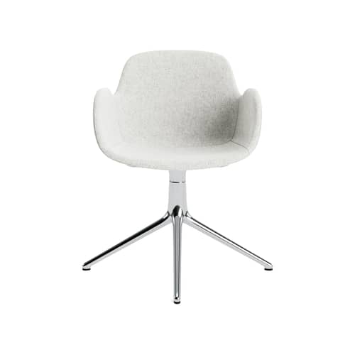 Fauteuil pivotant Form tissu gris / Rembourrage intégral - Normann Copenhagen - Gris clair (Hallingdal 110) / Pied alu poli - Aluminium poli, Mousse, Polypropylène, Tissu Kvadrat