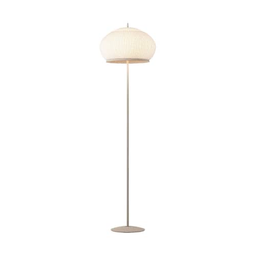 Lampadaire Knit LED tissu beige / Ø 45 x H 178 cm - Tricoté - Vibia - Ecru / Pied beige - ABS, Acier, Lycra 3D tricoté, PMMA